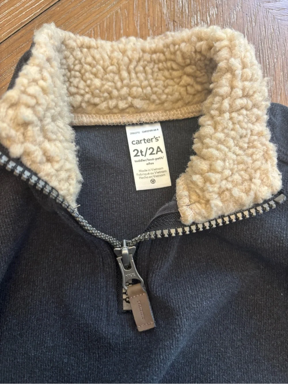 Carter's Charcoal Half-Zip Pullover with Cream Sherpa Collar